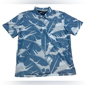 (SOLD) Adidas Golf Polo Shirt Men’s XL Blue White Palm Leaf Print Activewear